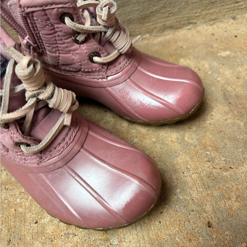 Sperry Baby Girls 7 Pink Shimmer Rain Duck Boots